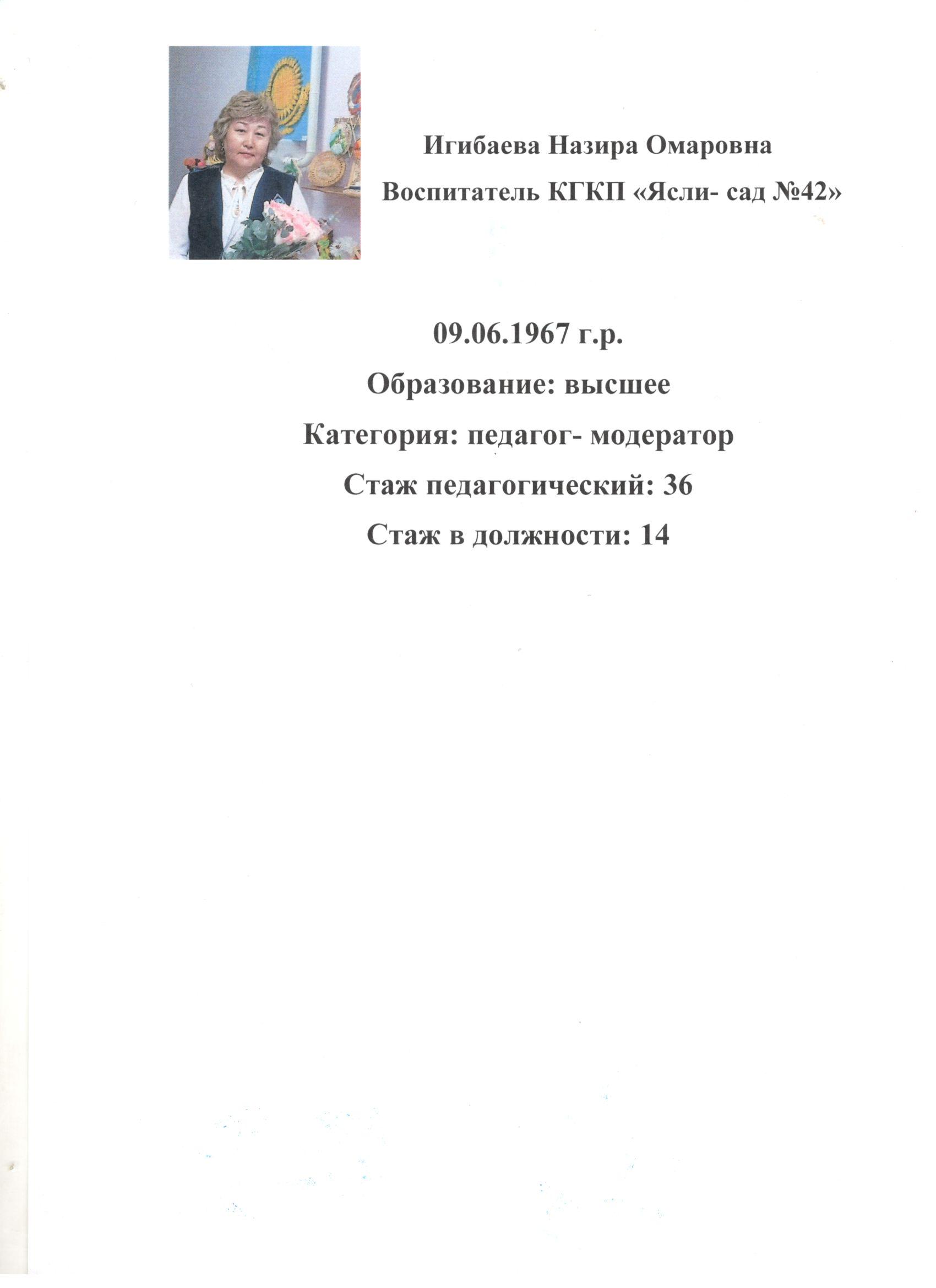 Игибаева Назира Омаровна